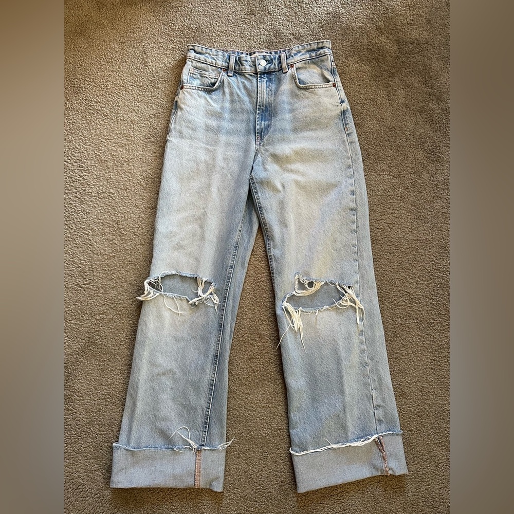 Zara High Rise Wide Leg Jeans